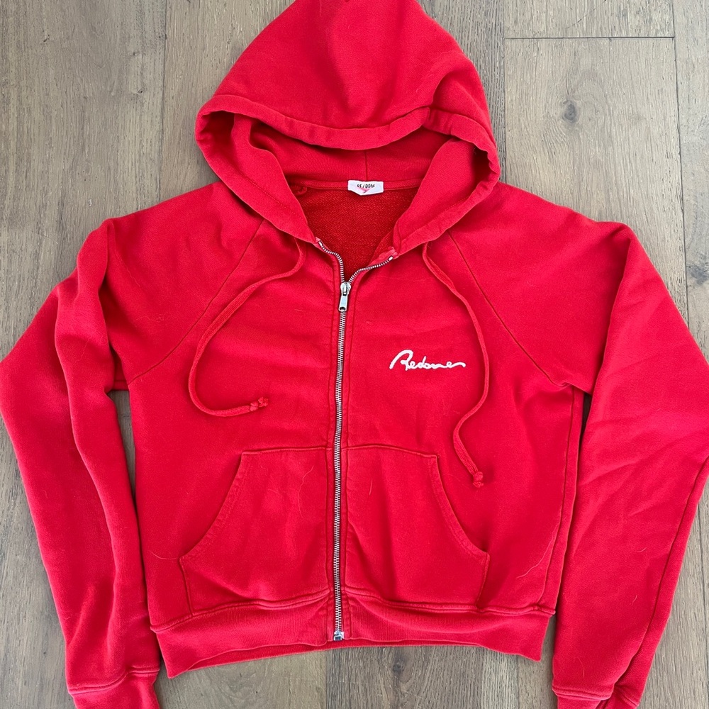Re/Done Red Pullover Hoodie